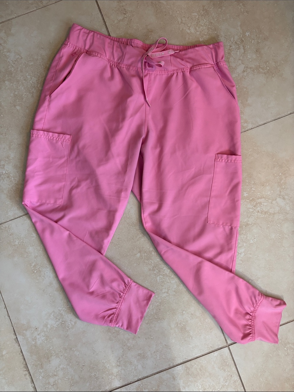 Med Couture Pink Jogger Scrub Pants with Drawstring